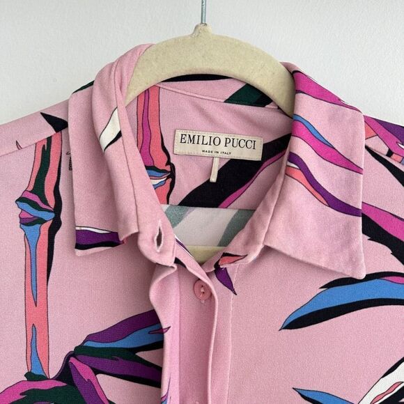 Emilio Pucci Blouse Womens 2 Pink Abstract Printed Long Sleeve Button Down Top - Picture 10 of 15